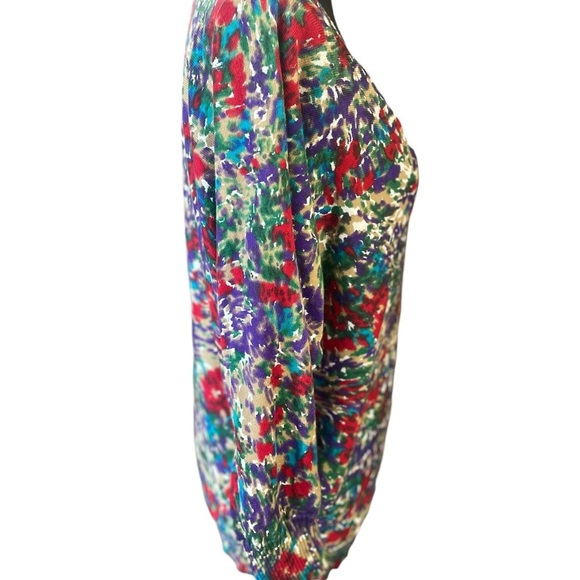 Calvin Klein Womens Sweater L  Multicolored Knitted 3/4 Sleeves Cardigan Button - Picture 7 of 10